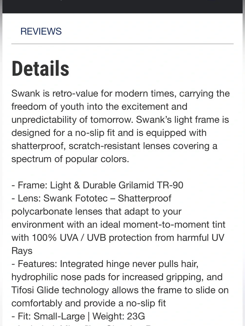 Tifosi Optics Swank Fototec Light Adapting Glasses